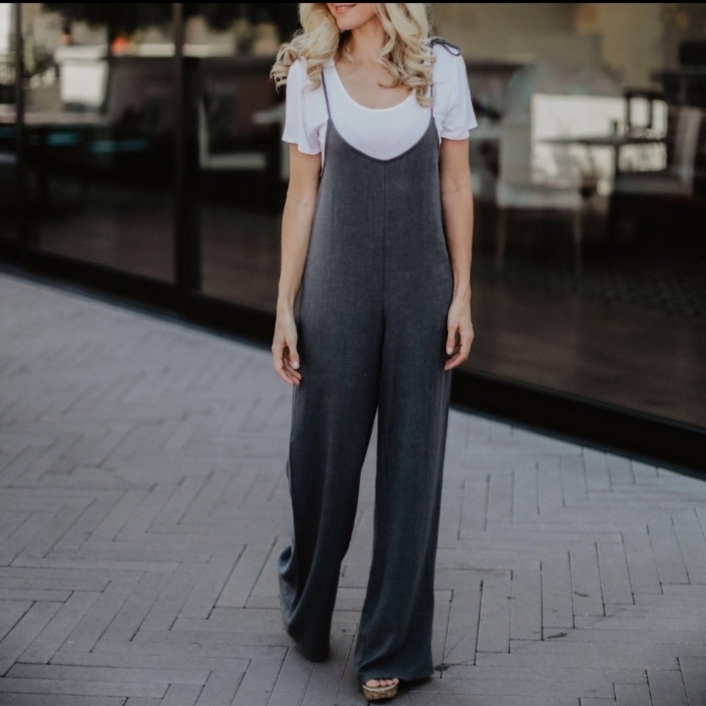 Sadie & Sage Daniela Linen Tie Jumpsuit L